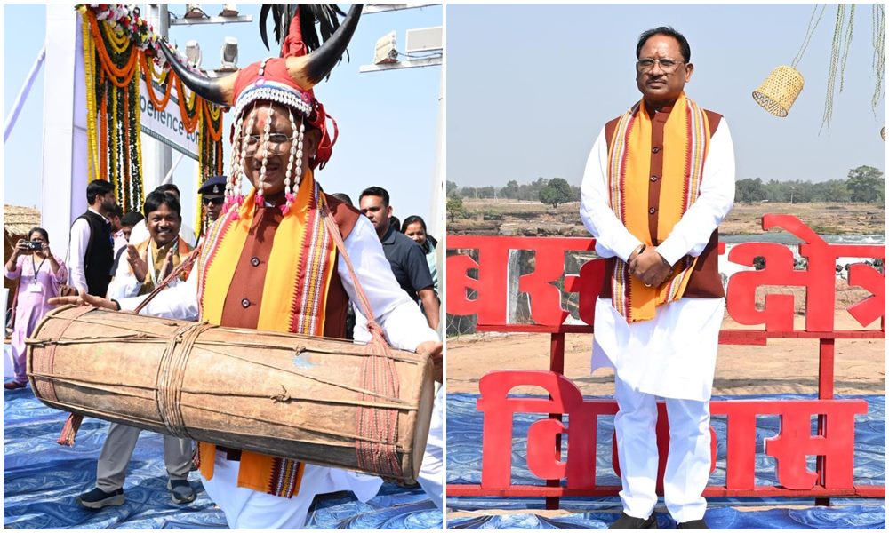 मुख्यमंत्री साय का बस्तरिया अंदाज में स्वागत... गौरसिंग मुकुट पहनाकर किया गया अभिनन्दन