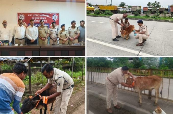 गौवंशो की जान बचाने पुलिस उतरी सड़क पर&hellip;..