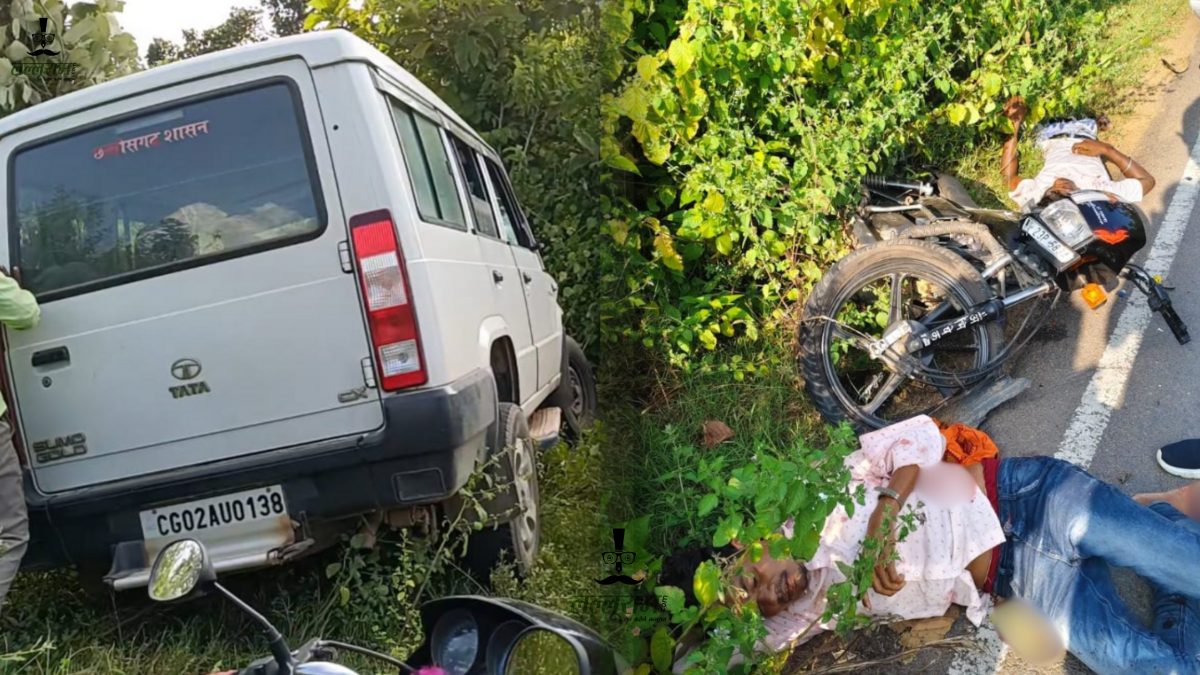 नायब तहसीलदार की गाड़ी से टकराकर बाइक के उड़े परखच्चे, 2 की हालत गंभीर