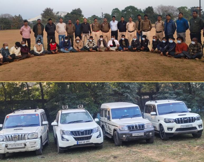 कोरबा में हुए डकैती में शामिल 19 डकैत गिरफ्तार, आरोपियों से हथियार और गाड़ियां जब्त, कैश और ज्वेलरी नही लग सके पुलिस के हाथ