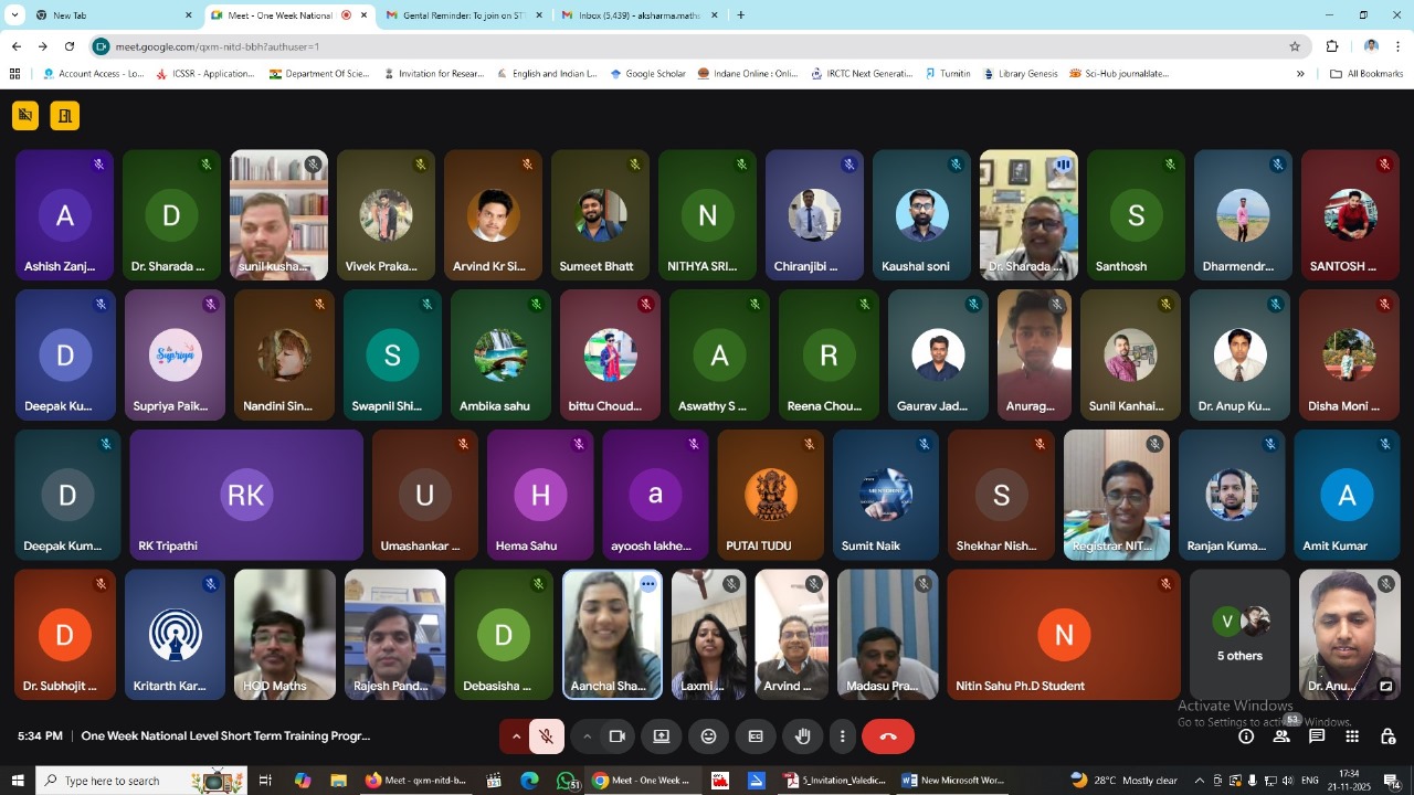 गणितीय मॉडलिंग व मशीन लर्निंग पर राष्ट्रीय प्रशिक्षण कार्यक्रम का सफल समापन