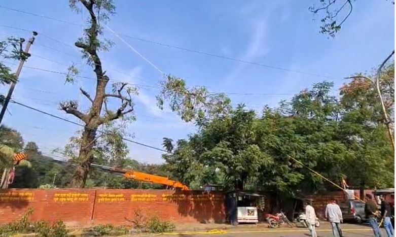 वन व बिजली विभाग पर जमीन मालिक को फायदा पहुँचाने का आरोप, पेड़ काटने और पोल उखाड़ने पर भड़के लोग.