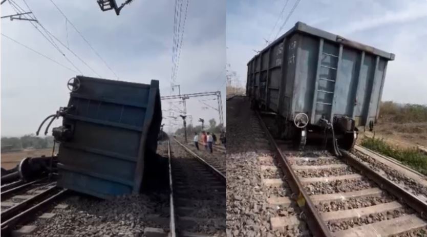महेंद्रगढ़ के पास मालगाड़ी दुर्घटनाग्रस्त