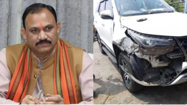 ट्रक से जा भिड़ी स्वास्थ्य मंत्री श्याम बिहारी जायसवाल की कार