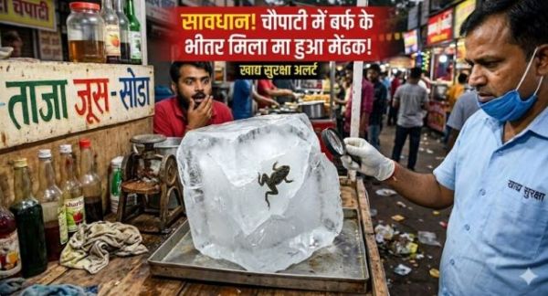 सावधान! जूस में ज़हर: यहां चौपाटी में बर्फ के भीतर मिला मरा हुआ मेंढक