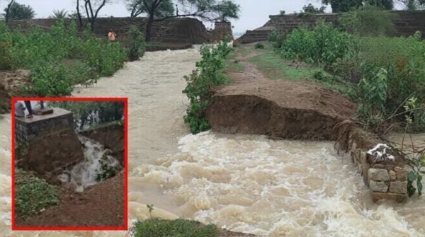 जांजगीर-चांपा में टूटा बांध का गेट, कई गांवों पर मंडराया बाढ़ का खतरा