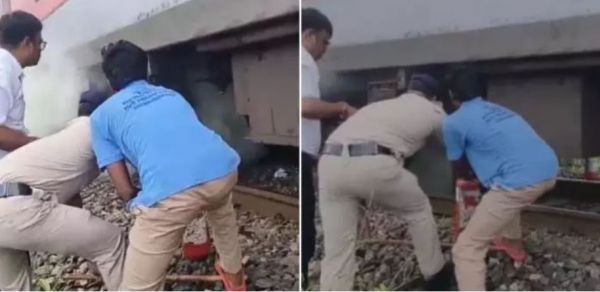 एक्सप्रेस ट्रेन में लगी आग, RPF जवान की सतर्कता से टला बड़ा हादसा