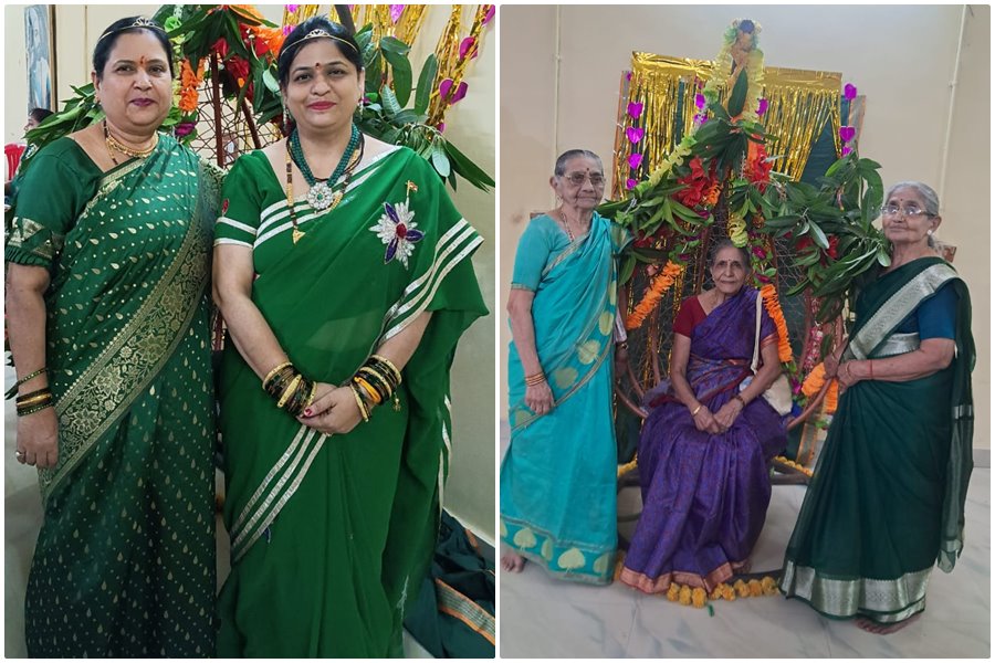 महाराष्ट्र मंडल में तीज आवरण.... भावना और मनीषा चुनी गई श्रावण सुंदरी