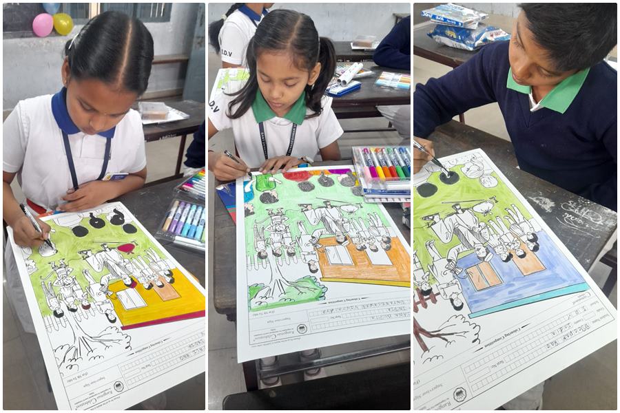 इंटरनेशनल कलरिंग कॉम्पिटिशन में संत ज्ञानेश्वर स्कूल के बच्चों को मिला ब्रांज मेडल