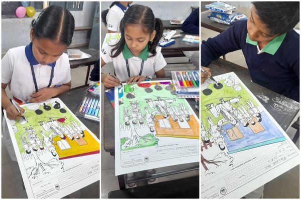 इंटरनेशनल कलरिंग कॉम्पिटिशन में संत ज्ञानेश्वर स्कूल के बच्चों को मिला ब्रांज मेडल