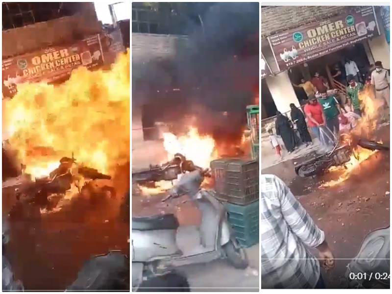 बुलेट में लगी आग....  पेट्रोल टंकी फटने से एक की मौत, 9 घायल