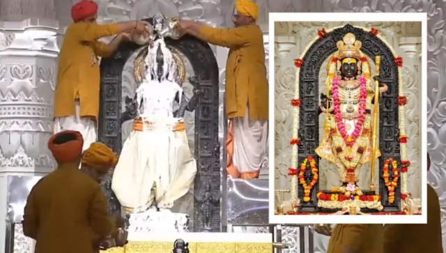 पंचामृत से रामलला का अभिषेक : पहली वर्षगांठ