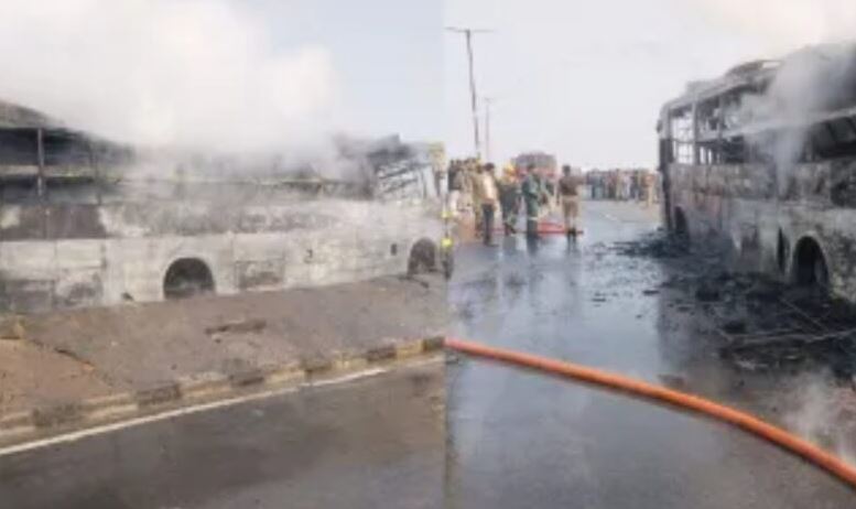 चलती बस में लगी भीषण आग, यात्रियों ने कूदकर बचाई अपनी जान&hellip;.