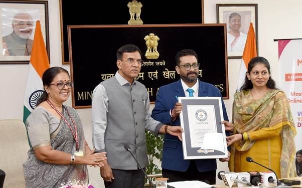  माय भारत को ऑनलाइन क्विज़ में एक सप्ताह में सबसे अधिक भागीदारी के लिए गिनीज वर्ल्ड रिकॉर्ड्स की मान्यता