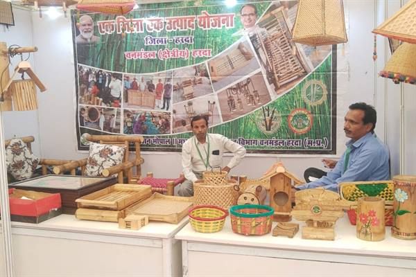   Bamboo Craft Exhibition:  राजधानी में  हो रहा आयोजन, राज्य के इस जिले के टीम पहुंची, लोगों को लुभा रहा लैंप शेड, डस्टबिन और फाइल फोल्डर 