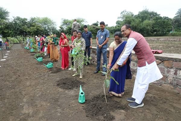 मुख्यमंत्री चौहान के साथ भोपाल की करीब 100 लाड़ली बहनों ने लगाए पौधे