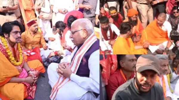 फरीदाबाद पहुंची बाबा बागेश्वर की पदयात्रा, मंत्री मनोहर लाल समेत ये लोग हुए शामिल