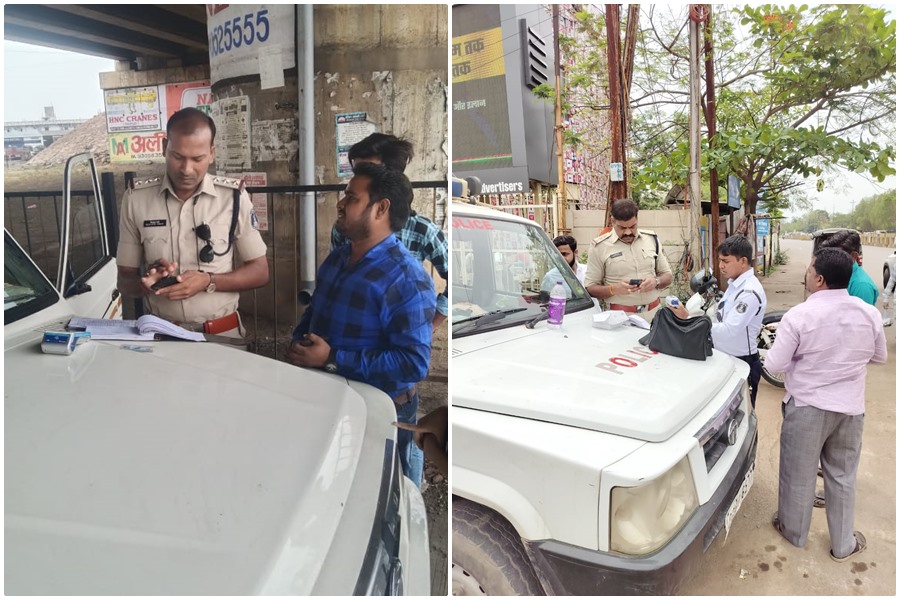 दोपहिया में तीन सवारी, बिना नंबर एवं ब्लैक फिल्म लगे वाहनों के विरुद्ध अभियान