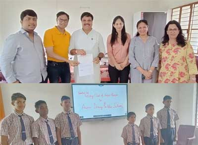  अर्पण दिव्यांग पब्लिक स्कूल को रोटरी क्लब आफ क्वीन ने भेंट किया एजुकेशनल इंटेक्ट्रिव पैनल 