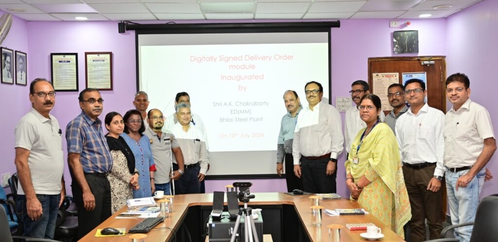 डिजिटल हस्ताक्षर के लिए मॉड्यूल का उद्घाटन इस्पात भवन में कार्यपालक निदेशक ए के चक्रवर्ती द्वारा किया गया