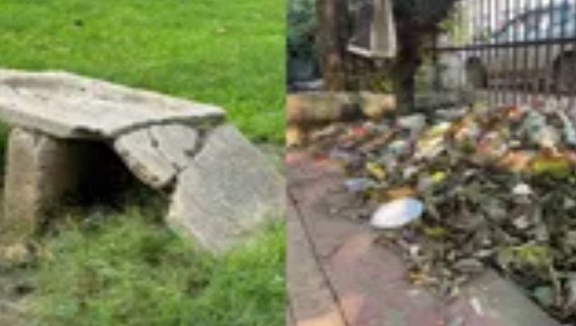 नगर निगम मुख्यालय के सामने का गार्डन बदहाल