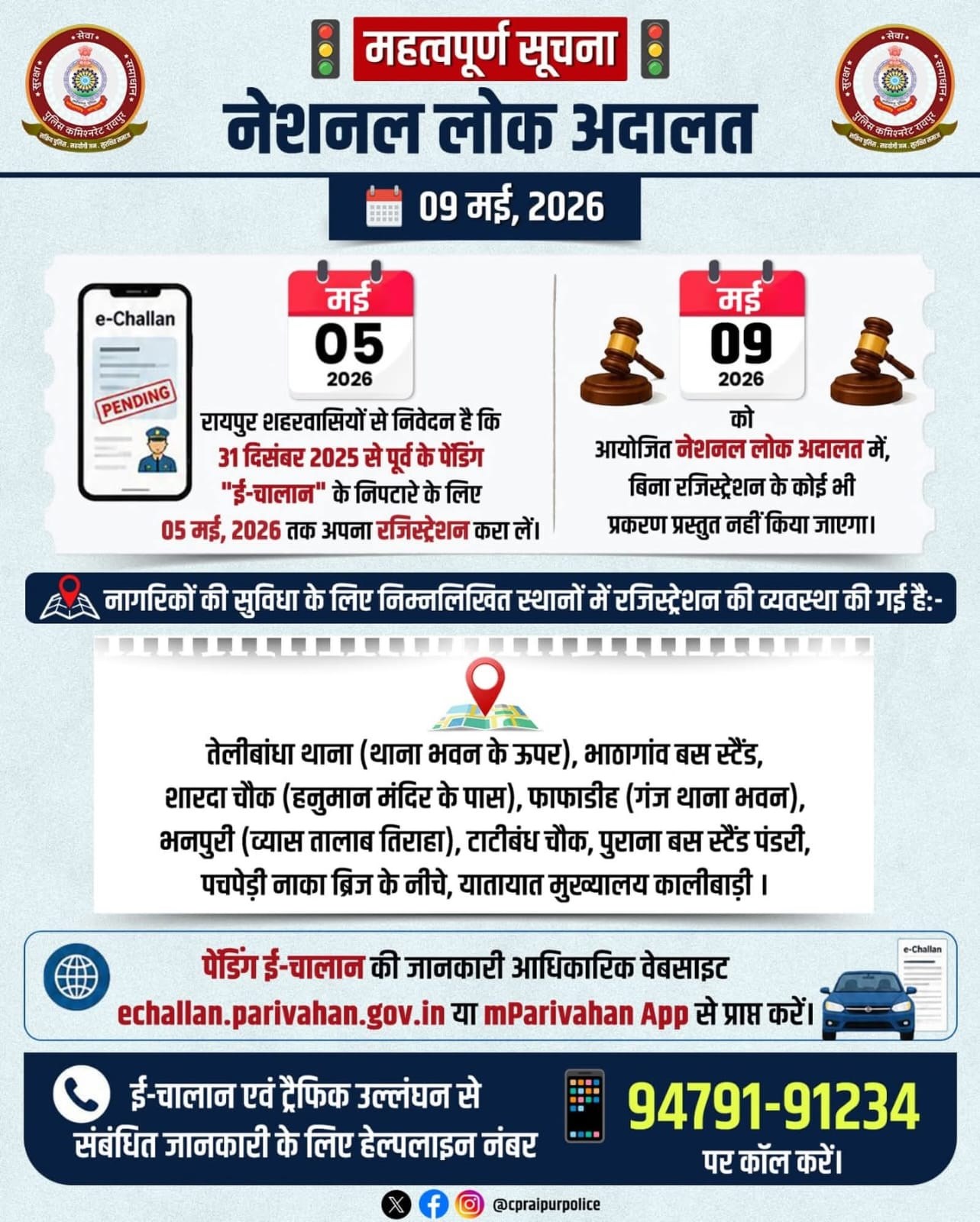 आपका भी ई-चालान हैं पेडिंग तो नेशनल लोक अदालत में होगा निदान
