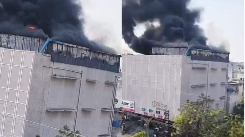 पंडरी कपड़ा मार्केट में सिटी सेंटर मॉल के पास लगी भीषण आग