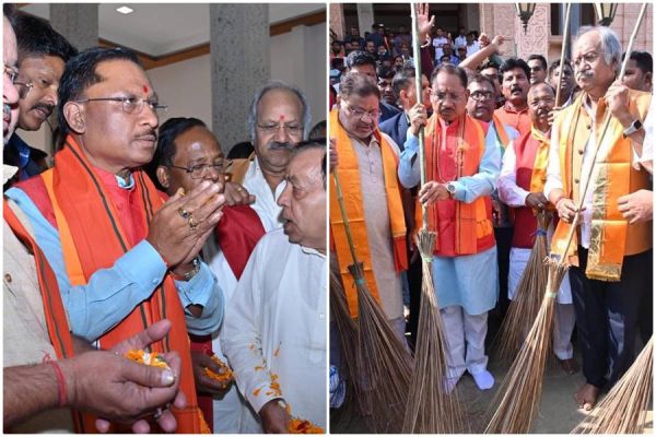 मुख्यमंत्री ने 'मंदिर स्वच्छता अभियान' के लिए हाथों में थामी झाड़ू