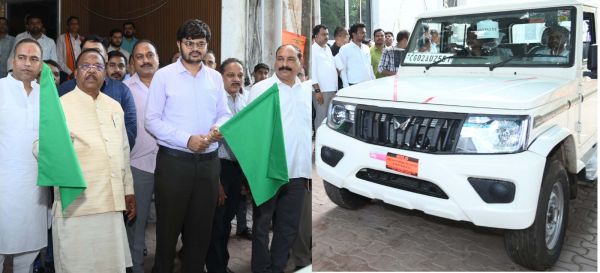 कृषि मंत्री राम विचार नेताम ने 28 नवीन वाहनों को हरी झंडी दिखाकर किया रवाना