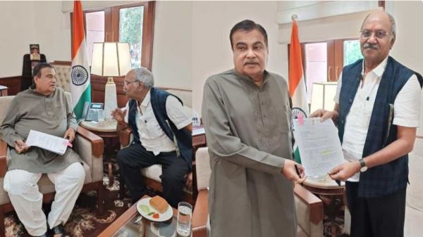 केंद्रीय सड़क परिवहन मंत्री गडकरी से मिले सांसद बृजमोहन अग्रवाल