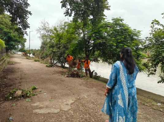 गणेश विसर्जन के लिए महादेव घाट की विशेष साफ सफाई