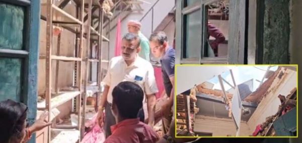 कलेक्ट्रेट में बिल्डिंग की छत गिरी, मची अफरा तफरी 