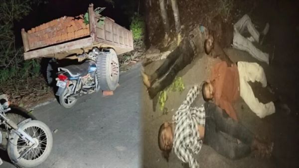 बलरामपुर सड़क हादसा.... खड़े ट्रैक्टर से भिड़ी बाइक, चार दोस्तों की मौत